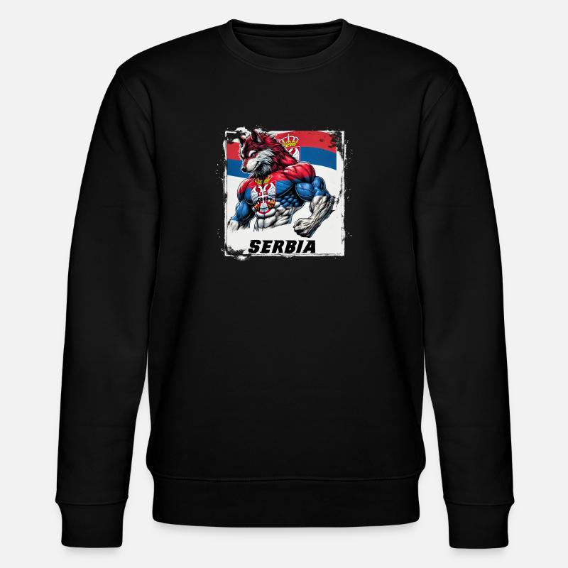 Serbia wolf flag design - Stanley/Stella CHANGER Unisex Organic Sweatshirt - black