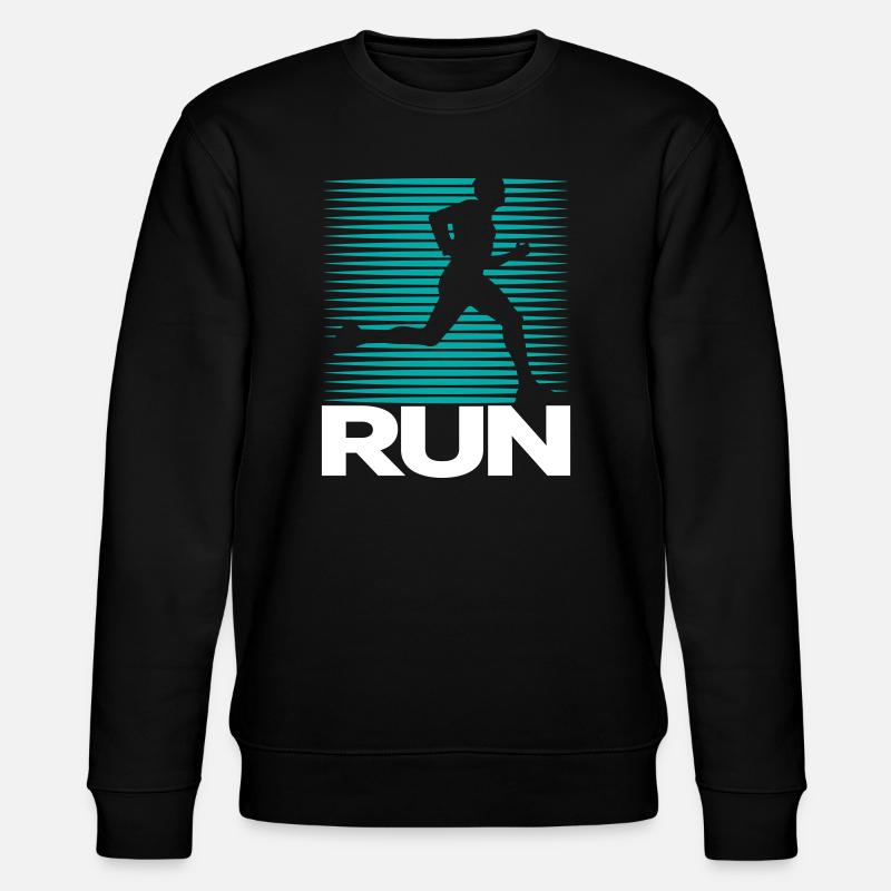 Runner Silhouette on Stripe Background - Stanley/Stella CHANGER Unisex Organic Sweatshirt - black