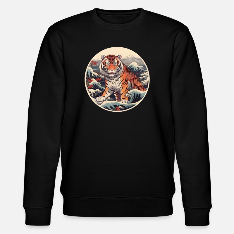 Vague du tigre Ukiyo-e Hokusai - Sweat bio CHANGER Stanley/Stella Unisexe - noir