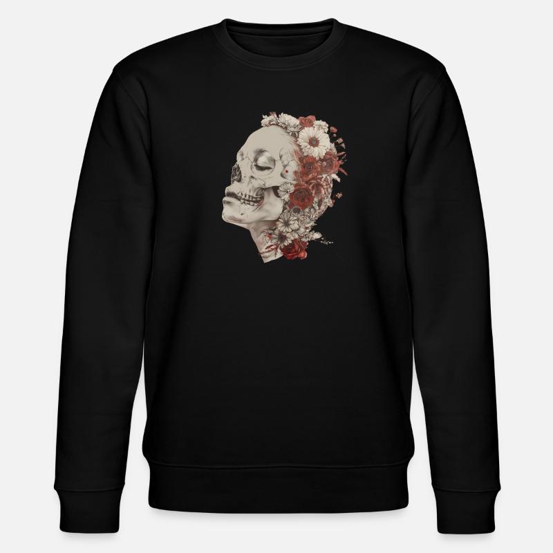 Crâne fleuri - Sweat bio CHANGER Stanley/Stella Unisexe - noir