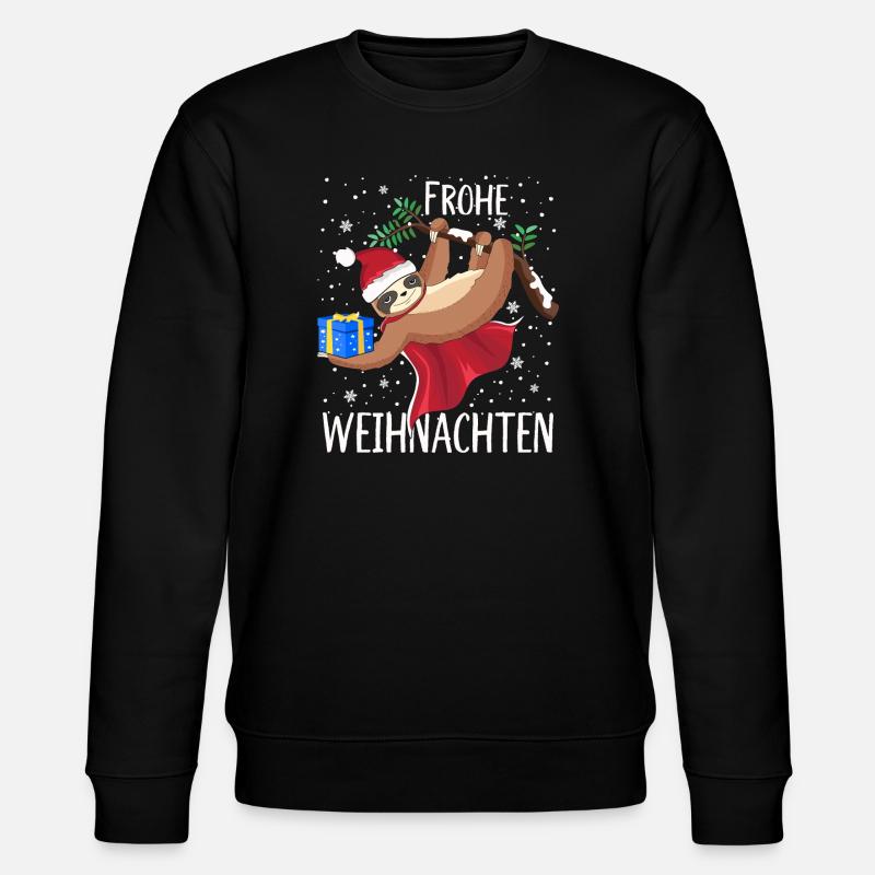 Faultier Frohe Weihnachten Schneeflocken - Stanley/Stella Unisex Bio-Sweatshirt CHANGER  - Schwarz
