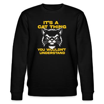 Cat Attitude Tee - Stanley/Stella CHANGER Unisex Organic Sweatshirt - black - Front - Nik (191cm) & Marisol (170cm)