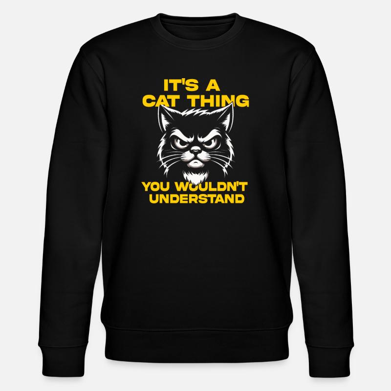 Katze Attitude T-Shirt - Stanley/Stella Unisex Bio-Sweatshirt CHANGER  - Schwarz