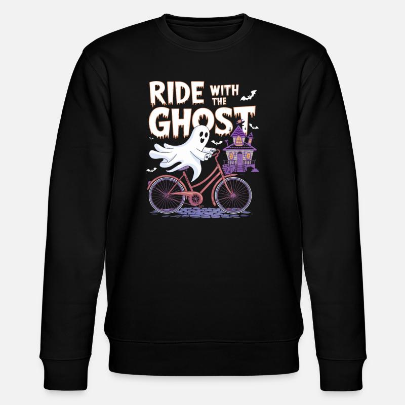 Ghostly Bicycle Ride Halloween Design - Stanley/Stella CHANGER Unisex Organic Sweatshirt - black