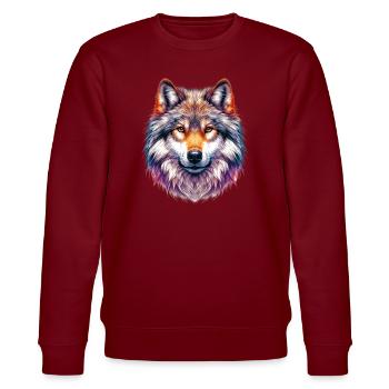 Wolf - Stanley/Stella Unisex Bio-Sweatshirt CHANGER  - Burgunderrot - Vorne - Nik (191cm) & Marisol (170cm)