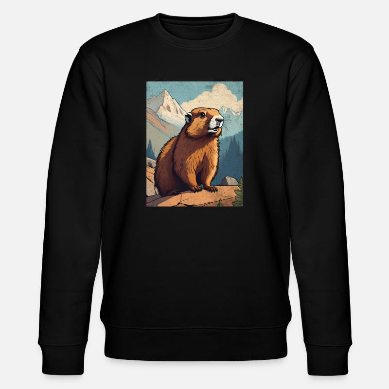 Murmeltier in den Bergen - Stanley/Stella Unisex Bio-Sweatshirt CHANGER  - Schwarz