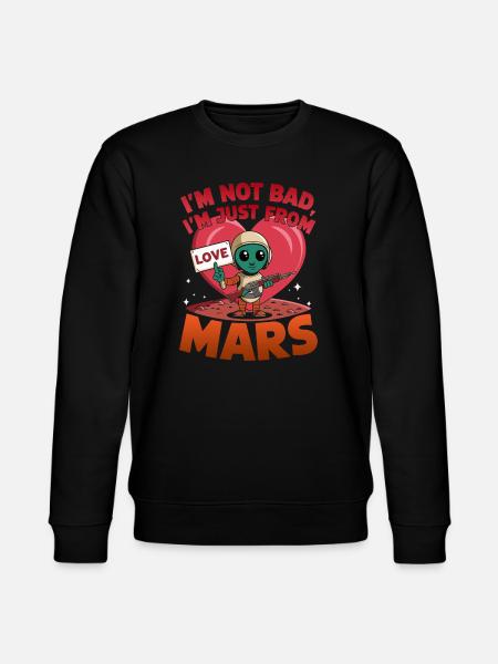 Martian Love Alien Cartoon Design - Stanley/Stella CHANGER Unisex Organic Sweatshirt - black