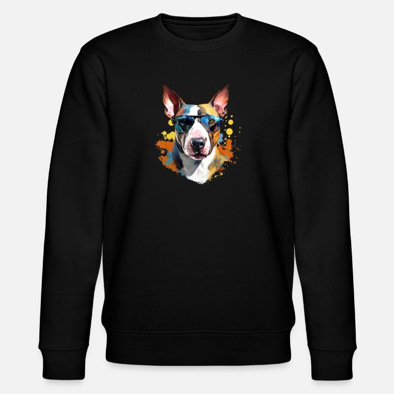 Bullterrier mit Sonnenbrille - Stanley/Stella Unisex Bio-Sweatshirt CHANGER  - Schwarz