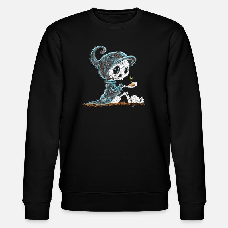 Skeleton Holding Plant Hope Emergence - Stanley/Stella CHANGER Unisex Organic Sweatshirt - black