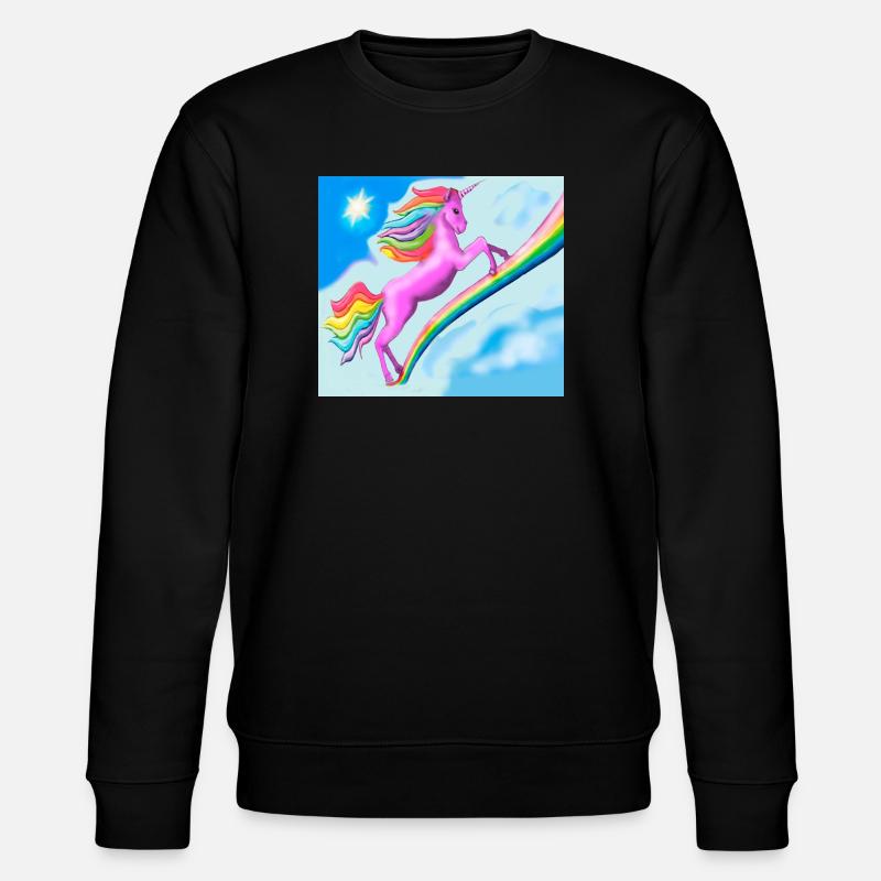 Einhorn und Regenbogen - Stanley/Stella Unisex Bio-Sweatshirt CHANGER  - Schwarz