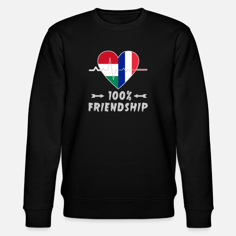 Ungarn und Frankreich 100% Freundschaft - Stanley/Stella Unisex Bio-Sweatshirt CHANGER - Schwarz