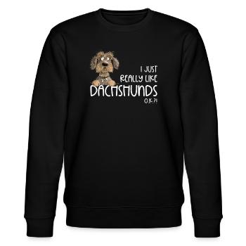 Lustiger Rauhaardackel Hund Dackel Spruch Hunde - Stanley/Stella Unisex Bio-Sweatshirt CHANGER  - Schwarz - Vorne - Nik (191cm) & Marisol (170cm)