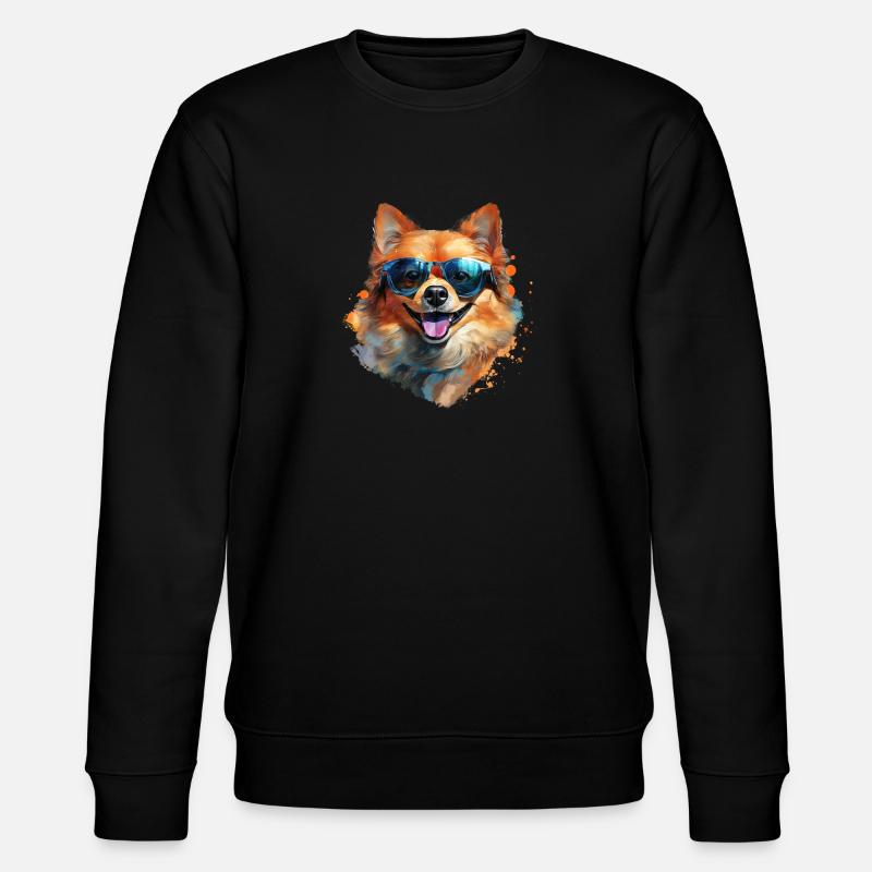 Pomeranian mit Sonnenbrille - Stanley/Stella Unisex Bio-Sweatshirt CHANGER  - Schwarz
