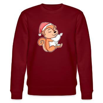 Eichhörnchen Niedlich Müde Ausschlafen Weihnachten - Stanley/Stella Unisex Bio-Sweatshirt CHANGER  - Burgunderrot - Vorne - Nik (191cm) & Marisol (170cm)