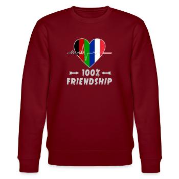 Afghanistan und Frankreich 100% Freundschaft - Stanley/Stella Unisex Bio-Sweatshirt CHANGER  - Burgunderrot - Vorne - Nik (191cm) & Marisol (170cm)