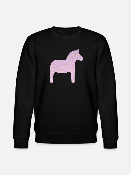 Dalahest Lyserøde prikker Skandinavisk Sverige Dekoration - Stanley/Stella økologisk unisex-sweatshirt CHANGER  - sort
