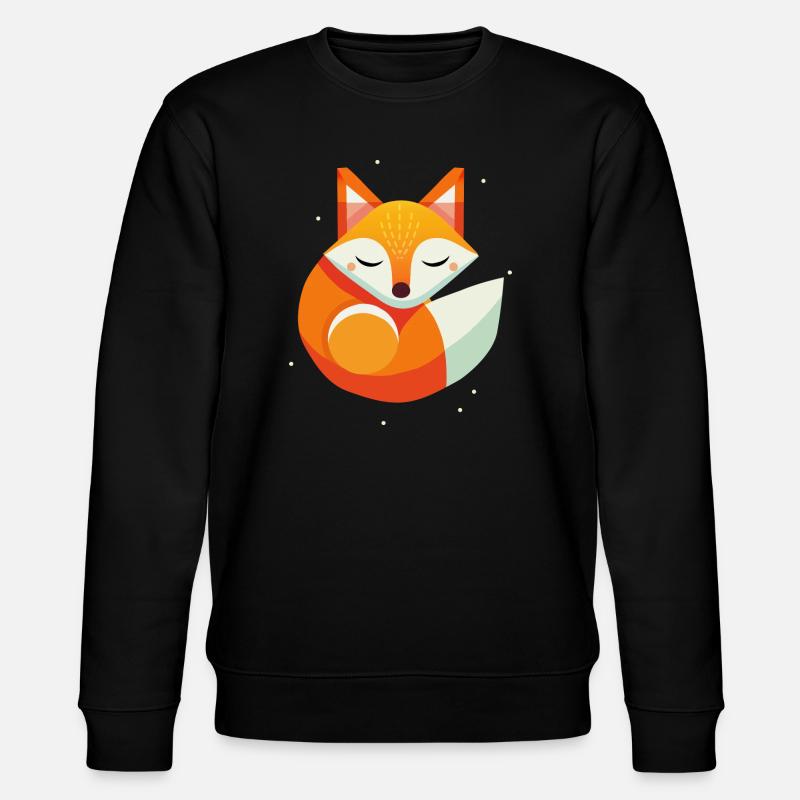 Ræv Sleeping - Moderne Dyremotiv i varme farver - Stanley/Stella økologisk unisex-sweatshirt CHANGER - sort