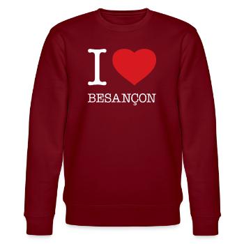 I LOVE BESANCON France Frankreich - Stanley/Stella Unisex Bio-Sweatshirt CHANGER  - Burgunderrot - Vorne - Nik (191cm) & Marisol (170cm)