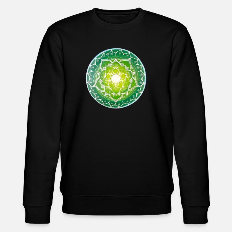 Green mandala with spiritual pattern - Stanley/Stella CHANGER Unisex Organic Sweatshirt - black