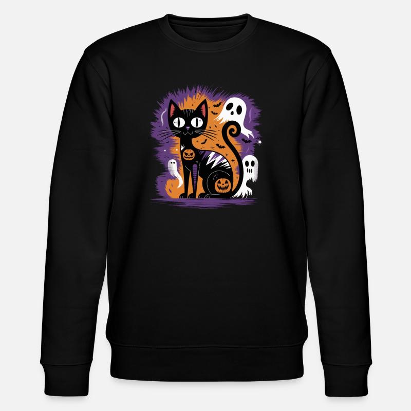 Gruselige Halloween-Katze - Stanley/Stella Unisex Bio-Sweatshirt CHANGER  - Schwarz