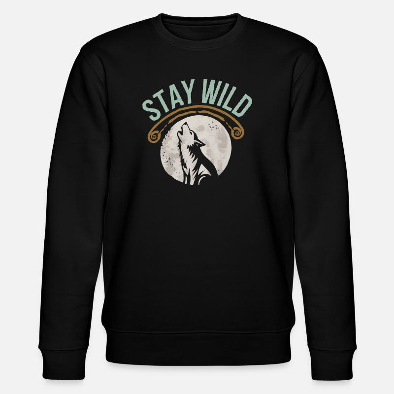 Stay Wild Wolf T-Shirt - Sweat bio CHANGER Stanley/Stella Unisexe - noir