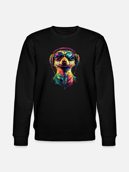 Erdmännchen Sonnenbrille Bunt Süßes Erdmännchen - Stanley/Stella Unisex Bio-Sweatshirt CHANGER - Schwarz