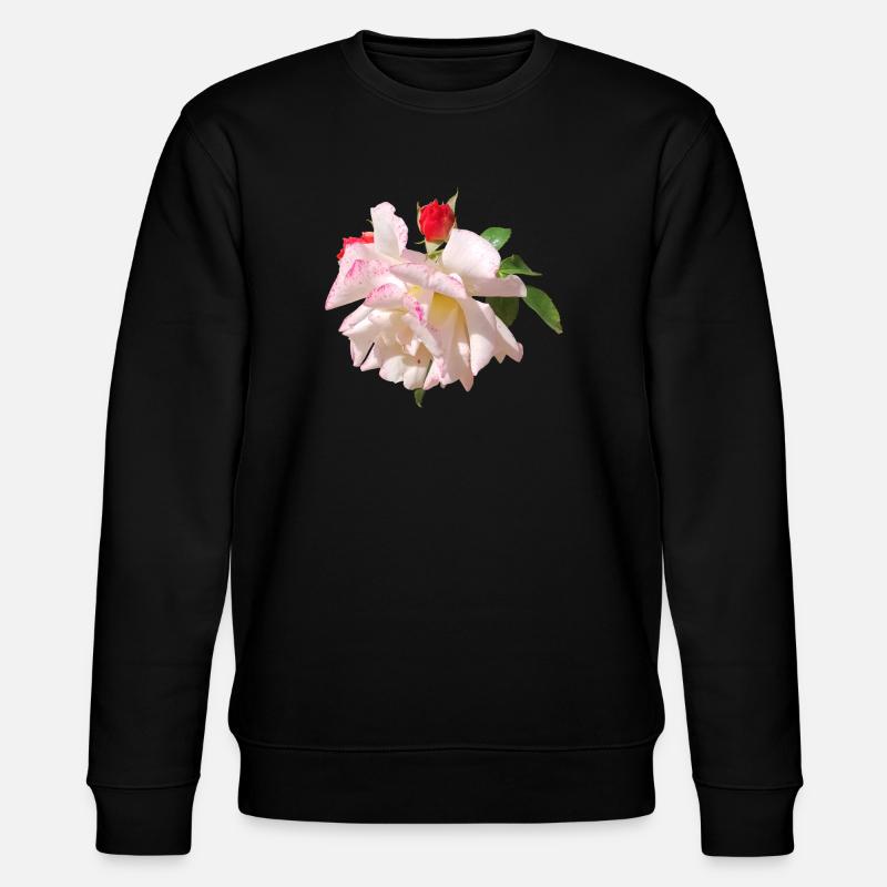 Accents blancs roses en fleur de rose - Sweat bio CHANGER Stanley/Stella Unisexe - noir