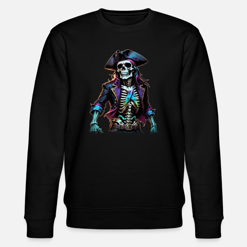 Pirate Skeleton Illustration - Stanley/Stella CHANGER Unisex Organic Sweatshirt - black