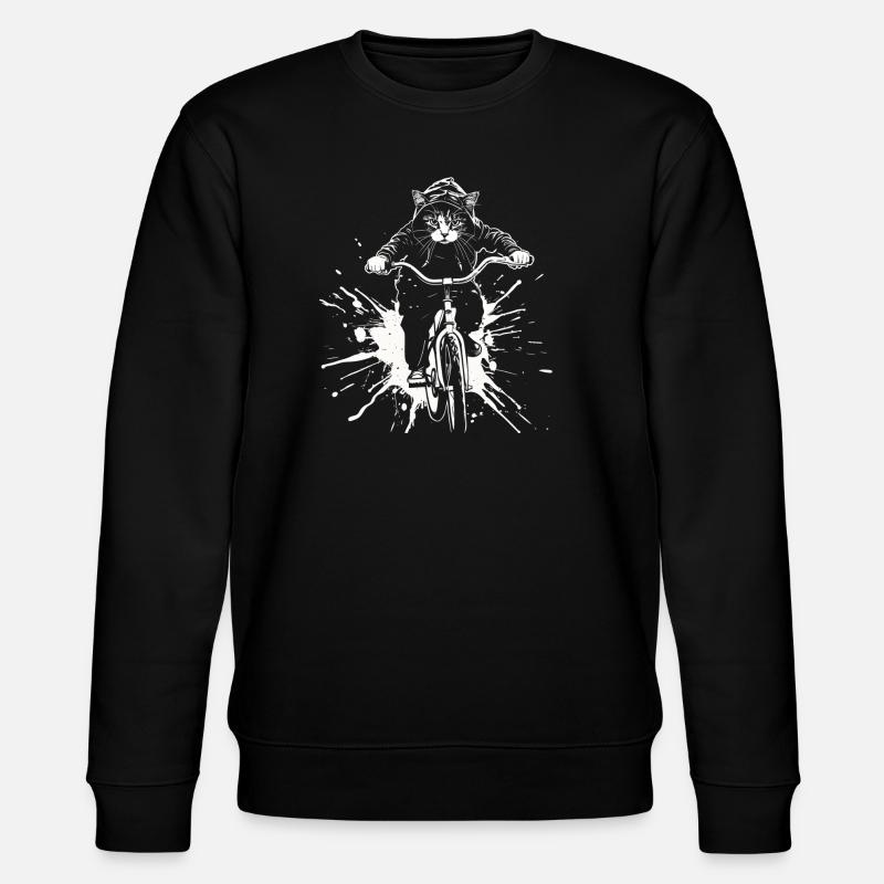 Radfahrende Katze - Stanley/Stella Unisex Bio-Sweatshirt CHANGER - Schwarz