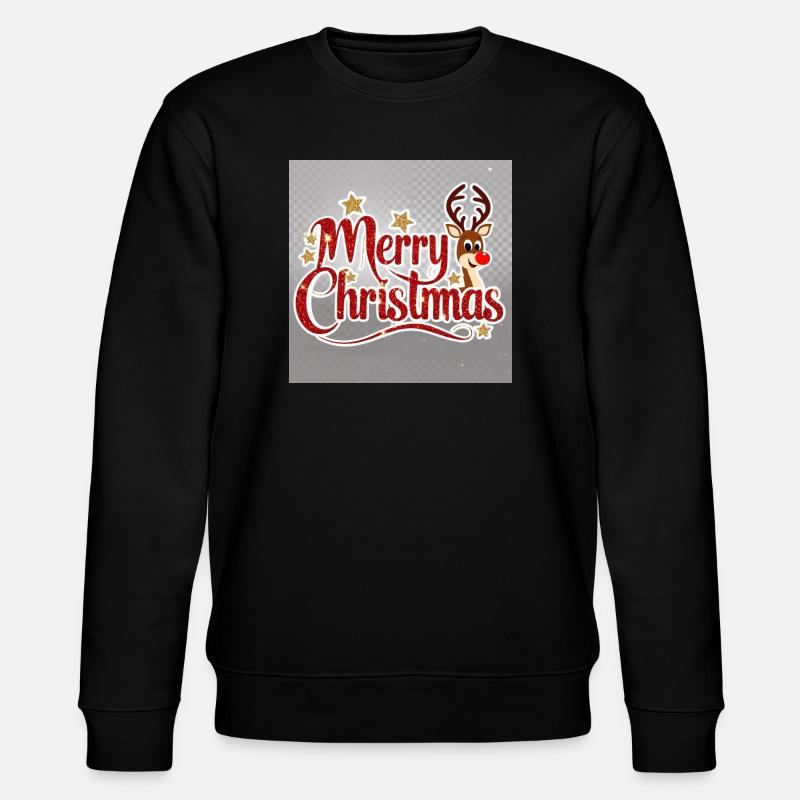Merry Christmas Reindeer Glitter Script - Stanley/Stella CHANGER Unisex Organic Sweatshirt - black