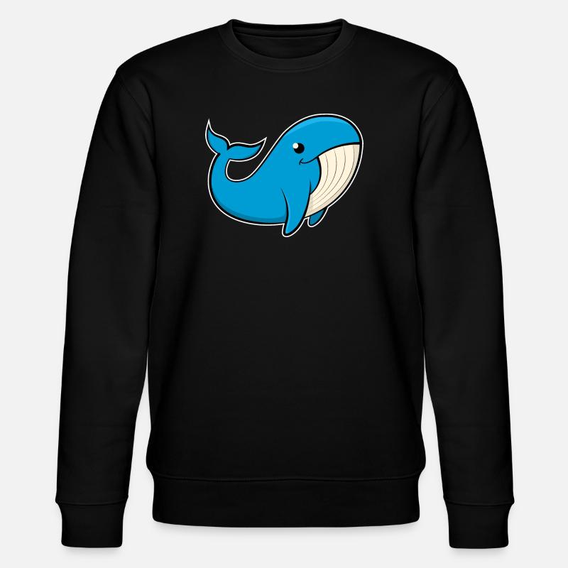 Image joyeuse d’une baleine bleue - Sweat bio CHANGER Stanley/Stella Unisexe - noir