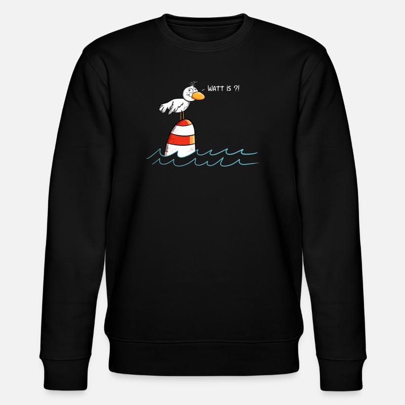 Drollige Möwe Watt Is - Stanley/Stella Unisex Bio-Sweatshirt CHANGER  - Schwarz