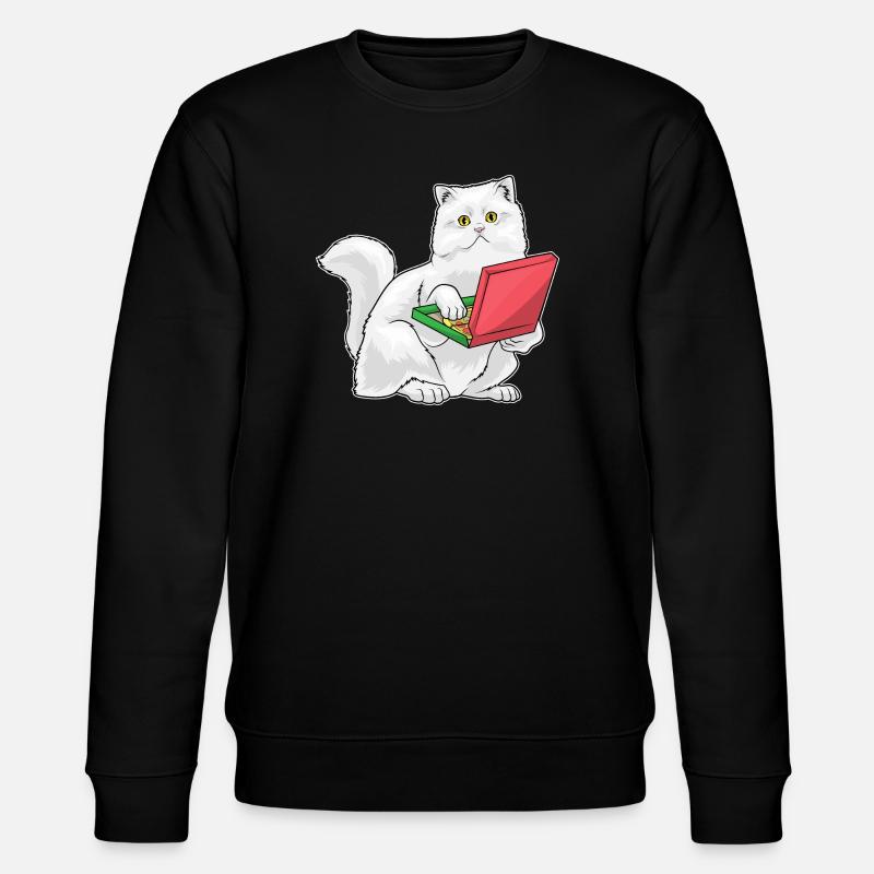 Persische Katze Pizza - Stanley/Stella Unisex Bio-Sweatshirt CHANGER  - Schwarz