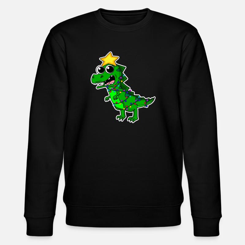 Christmas Tree Dino Dinosaur - Stanley/Stella CHANGER Unisex Organic Sweatshirt - black
