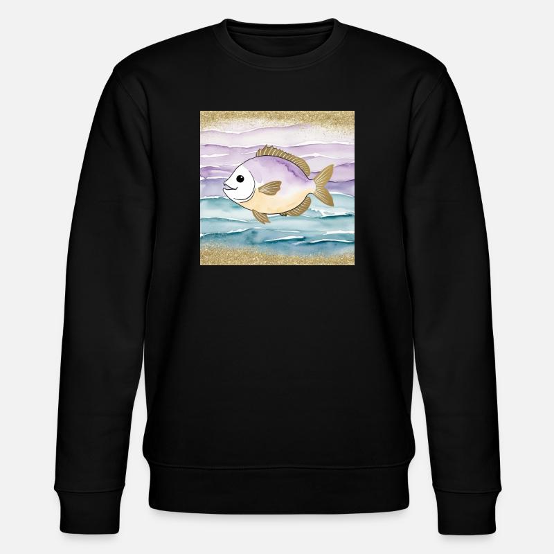 Verspielter Fisch im Wasser - Stanley/Stella Unisex Bio-Sweatshirt CHANGER  - Schwarz