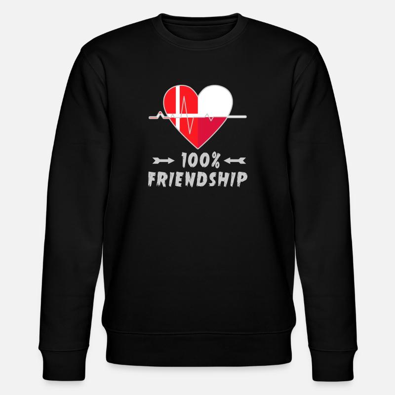 Dänemark und Polen 100% Freundschaft - Stanley/Stella Unisex Bio-Sweatshirt CHANGER  - Schwarz