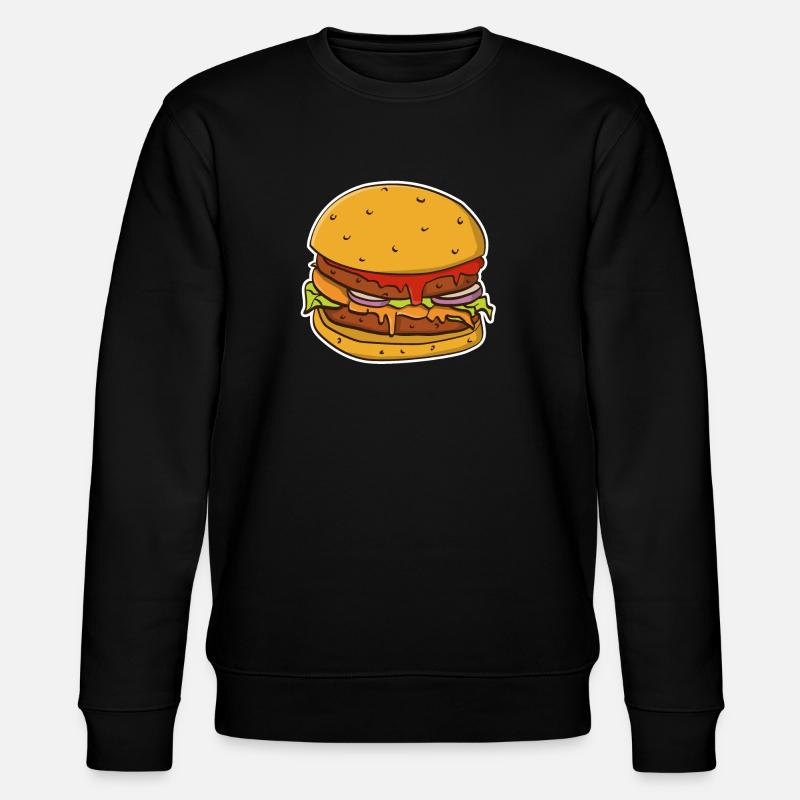 Buntes Bild eines Hamburgerbrötchens. - Stanley/Stella Unisex Bio-Sweatshirt CHANGER  - Schwarz