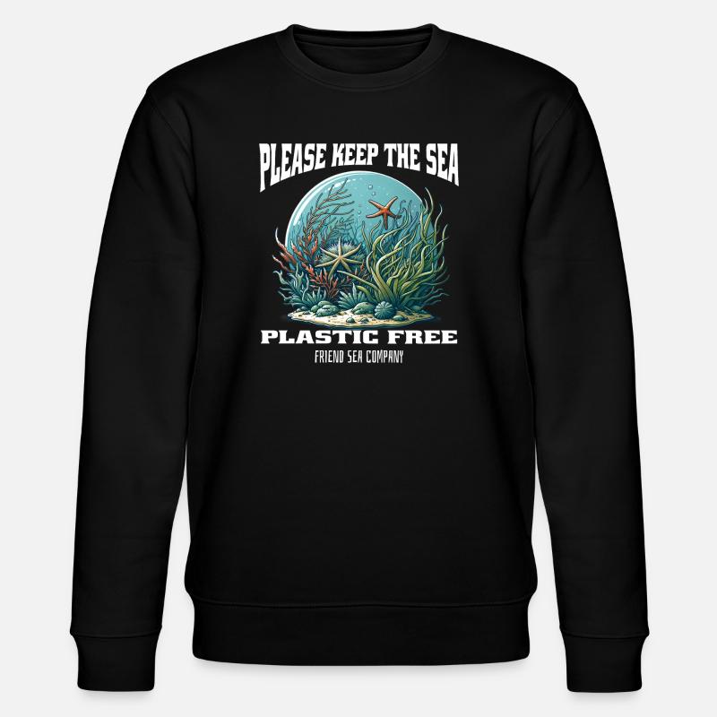 Plastik und Meer - Stanley/Stella Unisex Bio-Sweatshirt CHANGER  - Schwarz