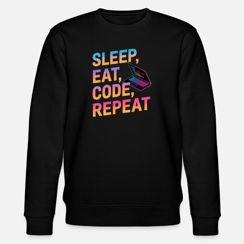 Sleep, Eat, Code, Repeat - Stanley/Stella CHANGER Unisex Organic Sweatshirt - black