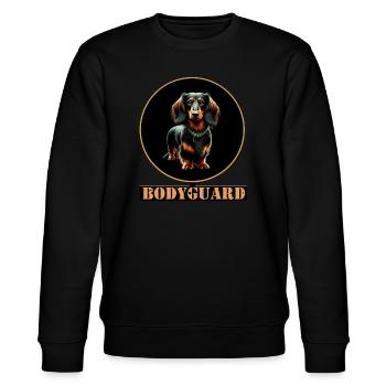Bodyguard Dackel Langhaardackel - Stanley/Stella Unisex Bio-Sweatshirt CHANGER  - Schwarz - Vorne - Nik (191cm) & Marisol (170cm)