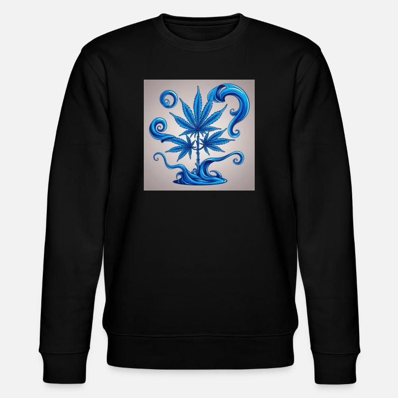 Blauer Hanfbaum mit Wasserdesign - Stanley/Stella Unisex Bio-Sweatshirt CHANGER  - Schwarz