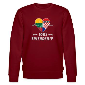 Lithuania and Croatia 100% friendship - Stanley/Stella CHANGER Unisex Organic Sweatshirt - burgundy - Front - Nik (191cm) & Marisol (170cm)