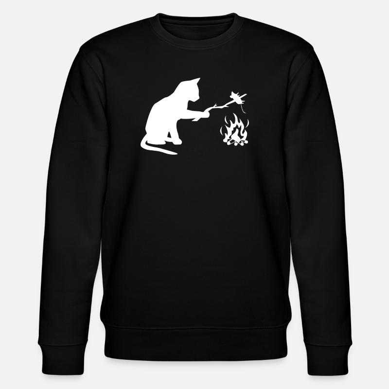 Cat at barbecue, camping, BBQ - Stanley/Stella CHANGER Unisex Organic Sweatshirt - black