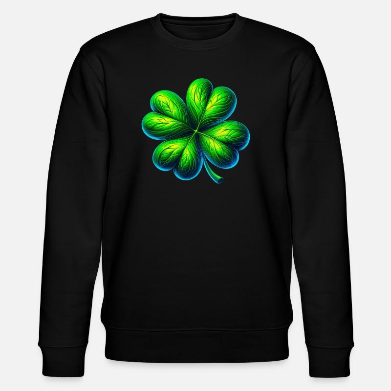Vierblättriges Kleeblatt - Stanley/Stella Unisex Bio-Sweatshirt CHANGER  - Schwarz
