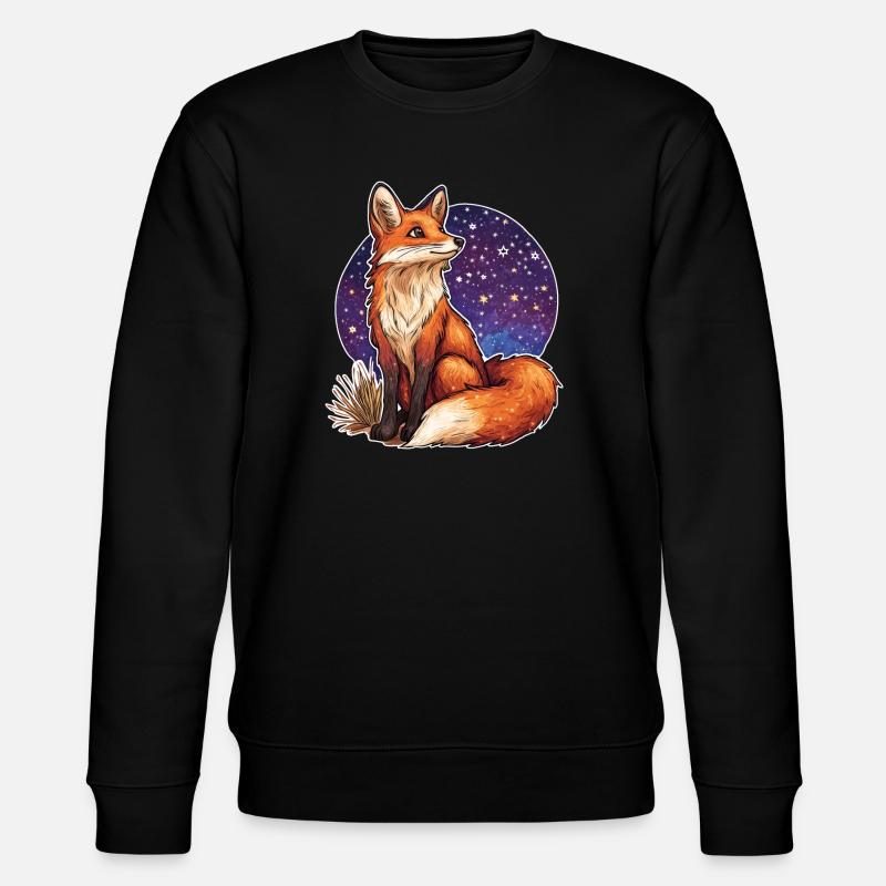 Fox and starry sky - Stanley/Stella CHANGER Unisex Organic Sweatshirt - black