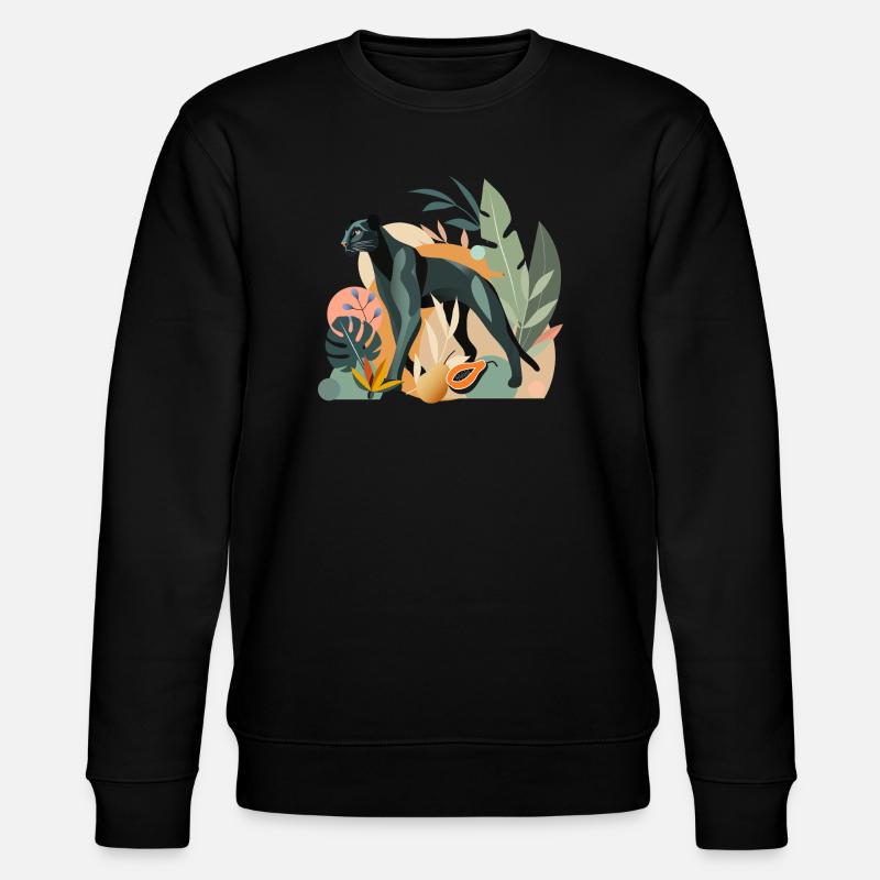 Panther im Dschungel - Stilvolle Tierillustration - Stanley/Stella Unisex Bio-Sweatshirt CHANGER  - Schwarz