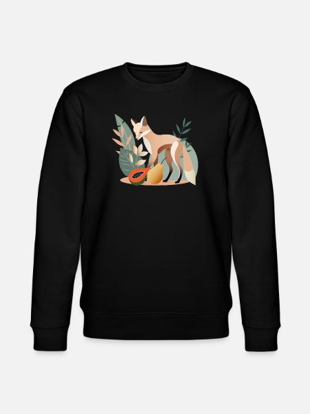 Elegant fox with tropical fruits - Stanley/Stella CHANGER Unisex Organic Sweatshirt - black