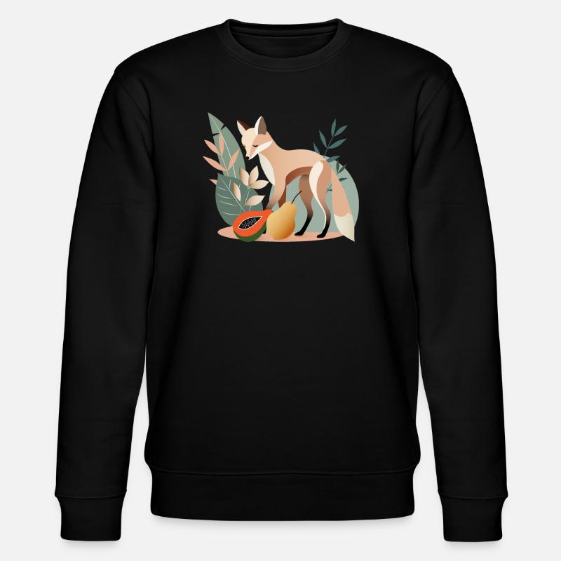 Eleganter Fuchs mit tropischen Früchten - Stanley/Stella Unisex Bio-Sweatshirt CHANGER  - Schwarz