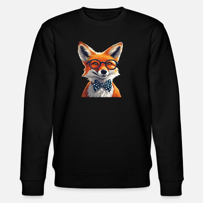 Eleganter Fuchs mit Brille und Fliege - Stanley/Stella Unisex Bio-Sweatshirt CHANGER  - Schwarz