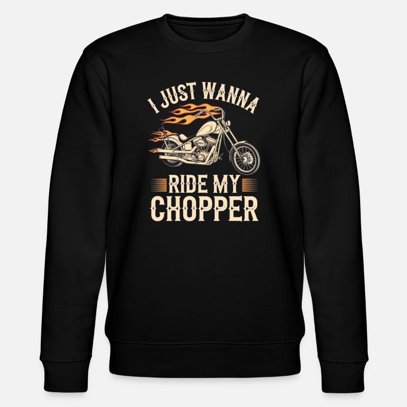 Flaming Chopper Motorcycle - Stanley/Stella CHANGER Unisex Organic Sweatshirt - black